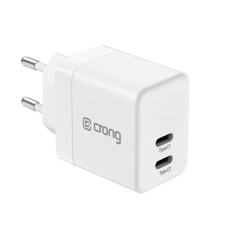 Crong Ultra Compact GaN - Ładowarka sieciowa 35W PD 3.0 2x USB-C (biały)