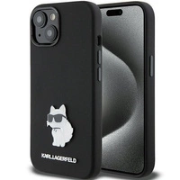 Karl Lagerfeld Silicone Choupette Metal Pin case for iPhone 15 Plus / 14 Plus - black