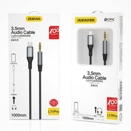 Dudao audio cable Lightning - mini jack 3.5mm gray (L11PRO)