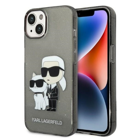 Karl Lagerfeld IML Glitter NFT Karl & Choupette - Etui iPhone 14 Plus (czarny)