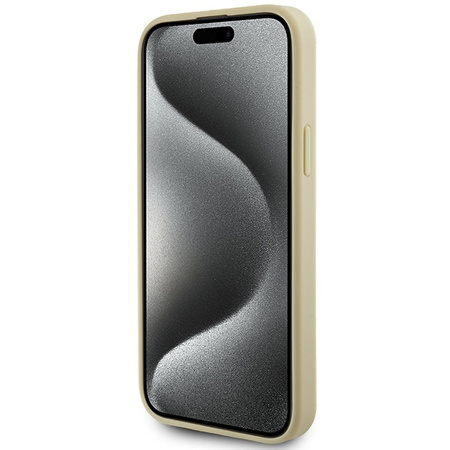 Guess Leather 4G Metal Logo Strass case for iPhone 15 - gold