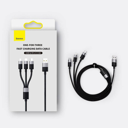 Baseus StarSpeed kabel 3w1 USB-A - Micro-USB / Lightning / USB-C 3.5A 1.2m biały