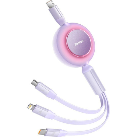 Baseus Bright Mirror 2 retractable cable 3in1 USB Type C - micro USB + Lightning + USB Type C 3.5A 1.1m purple (CAMJ010205)