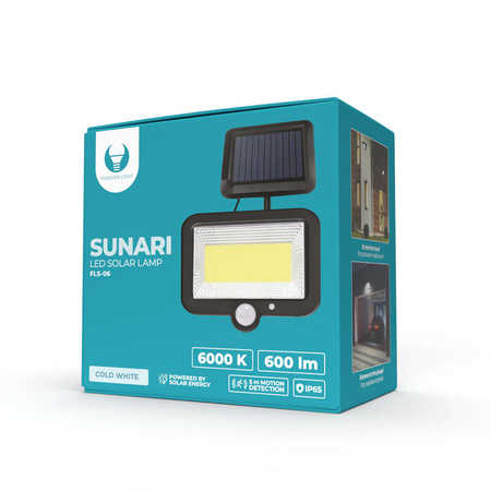 Lampa solarna LED SUNARI FLS-06 COB PIR 8W 600lm 6000K 1800mAh Li-Ion Forever Light