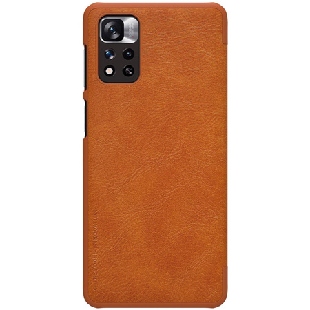 Nillkin Qin Case Cover for Xiaomi Redmi Note 11 Pro + (China) / Redmi Note 11 Pro (China) Camera Protector Holster Cover Flip Cover Brown