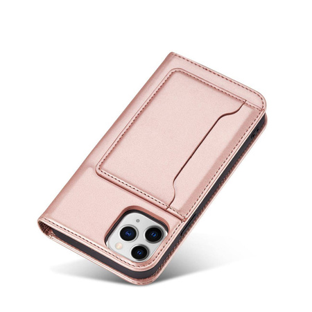 Magnet Card Case for iPhone 12 cover card wallet card stand pink