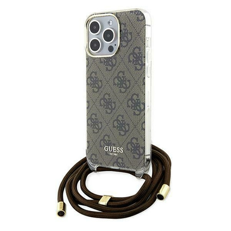 Guess nakładka do iPhone 15 Pro 6,1&quot; GUHCP15LHC4SEW HC CROSSBODY CORD 4G PRINT brązowa