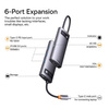 Baseus Metal Gleam Series stacja dokująca HUB 6 w 1 USB Typ C - 1 x HDMI / 3 x USB 3.2 Gen. 1 / 1 x Power Delivery / 1 x VGA szary (WKWG030013)