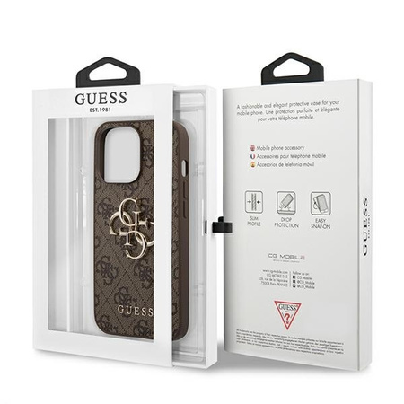 Guess GUHCP13L4GMGBR iPhone 13 Pro / 13 6,1" brązowy/brown hardcase 4G Big Metal Logo