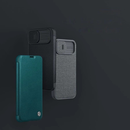 Nillkin Qin Cloth Pro Case Schutzhülle für iPhone 14, Kamera-Abdeckung, Holster-Abdeckung, Klapphülle, Grau