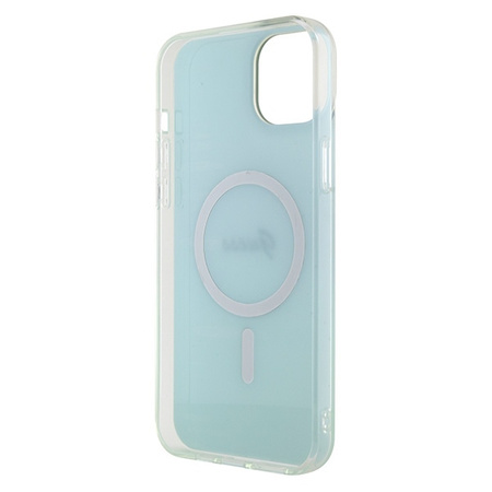 Original Case APPLE IPHONE 15 PLUS Guess Hardcase IML Iridescent MagSafe (GUHMP15MHITSQ) turquoise