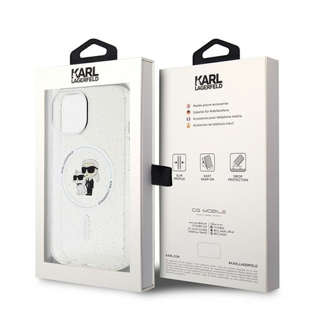 Karl Lagerfeld Karl&amp;Choupette Glitter MagSafe case for iPhone 15 - transparent