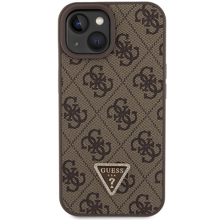 Original Case APPLE IPHONE 15 Guess Hardcase Crossbody 4G Metal Logo (GUHCP15SP4TDSCPW) brown