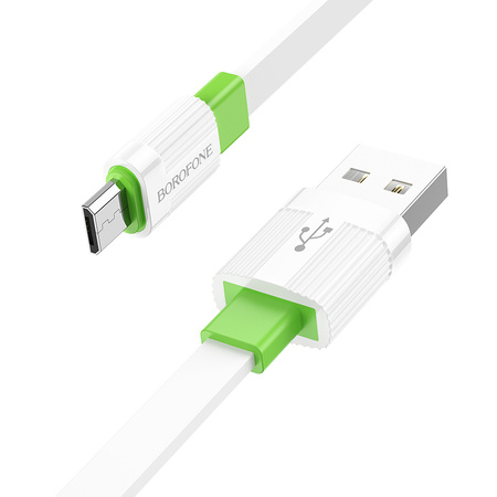 Borofone Kabel BX89 Union - USB na Micro USB - 2,4A 1 metr biało-zielony