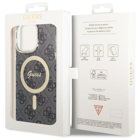 Guess nakładka do iPhone 14 Pro Max 6,7" GUHMP14XH4STK czarna hardcase Magsafe IML 4G