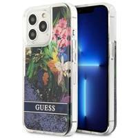 Guess GUHCP13LLFLSB iPhone 13 Pro / 13 6.1 &quot;blau / blaues Hardcase Flower Liquid Glitter