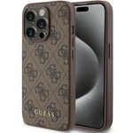 Guess 4G Metal Gold Logo Hülle für iPhone 15 Pro – braun