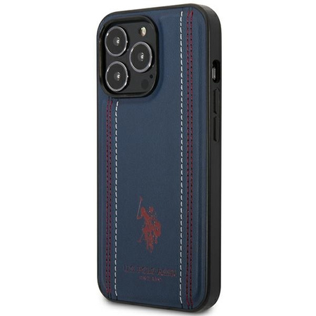 US Polo USHCP14XPFAV iPhone 14 Pro Max 6,7" granatowy/navy blue Leather Stitch