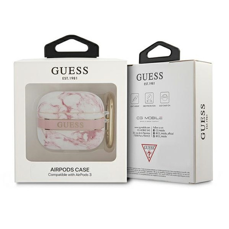 Case APPLE AIRPODS 3 Guess AirPods Marble Strap Collection (GUA3HCHMAP) pink