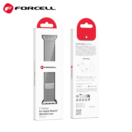 FORCELL F-DESIGN FA03 pasek / opaska do Apple Watch 38/40/41mm srebrny