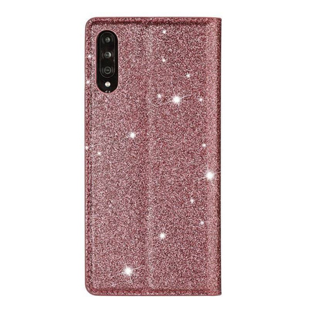 Etui HUAWEI Y5P portfel z klapką Flip Magnet Shine Brokat różowe