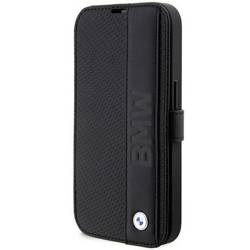 Original Case IPHONE 14 PRO BMW Bookcase Leather Textured&Stripe (BMBKP14L22RDPK) black