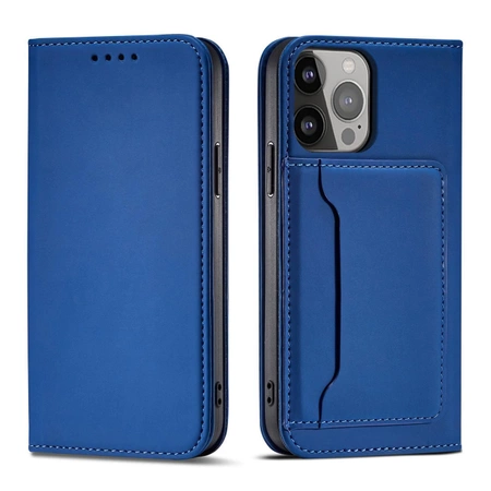 Magnet Card Case Hülle für iPhone 14 Pro Max Flip Cover Wallet Stand blau