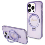 Original Handyhülle IPHONE 13 PRO Guess Hardcase Ring Stand Script Glitter MagSafe (GUHMP13LHRSGSU) violett