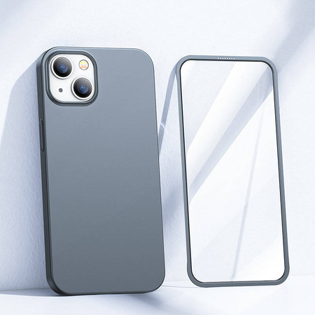 Joyroom 360 Full Case front and back cover for iPhone 13 + tempered glass screen protector grey (JR-BP927 tranish)