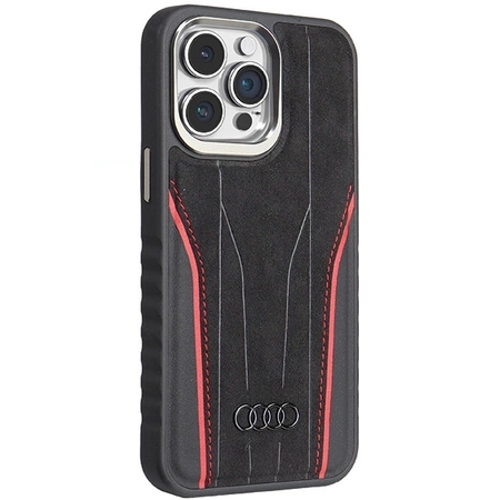 Etui Audi Genuine Leather z MagSafe na iPhone 14 Pro Max - czarno-czerwone