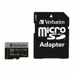 Verbatim Karta microSD 64GB + adapter Pro U3 czarny/black 47042