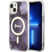 Guess GUHMP14SHTMRSU iPhone 14 6.1&quot; purple/purple hardcase Golden Marble MagSafe