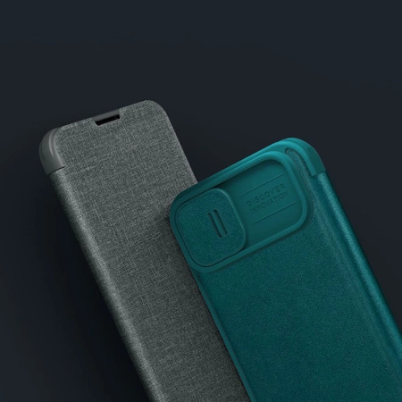 Nillkin Qin Cloth Pro Case Schutzhülle für iPhone 14, Kamera-Abdeckung, Holster-Abdeckung, Klapphülle, Grau