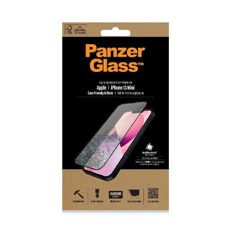 Tempered Glass 5D IPHONE 13 MINI PanzerGlass E2E Privacy Case Friendly Microfracture AntiBacterial (P2744) black