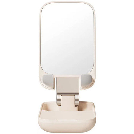 Adjustable phone stand with mirror Baseus Seashell Series - beige