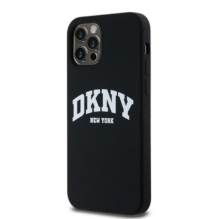 DKNY DKHMP12MSNYACH iPhone 12/12 Pro 6.1" czarny/black hardcase Liquid Silicone White Printed Logo MagSafe