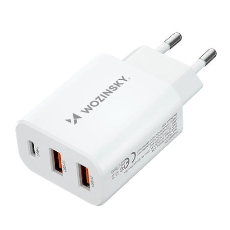 Wozinsky CWCUCW 30W USB-C / 2 x USB-A wall charger - white