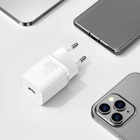 Baseus Super Si 1C szybka ładowarka USB Typ C 30W Power Delivery Quick Charge biały (CCSUP-J02)