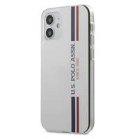 US Polo Assn Shiny Tricolor Stripes - Etui iPhone 12 Mini (biały)