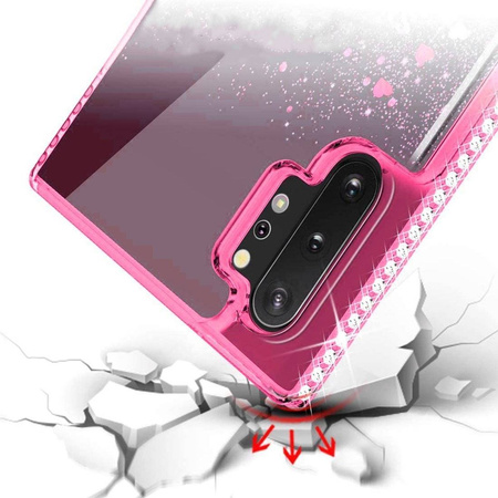 Etui IPHONE 12 MINI Diamond Liquid Przelewany Brokat różowo-niebieskie