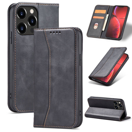 Magnet Fancy Case Case für iPhone 13 Pro Max Tasche Brieftasche Kartenhalter Schwarz