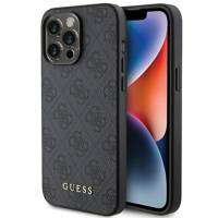 Guess 4G Metal Gold Logo Hülle für iPhone 15 Pro – Grau