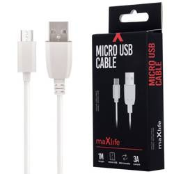 Kabel 3A 1m USB - Micro USB Ładowanie i Transmisja Danych Maxlife biały