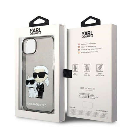 Karl Lagerfeld IML Glitter NFT Karl & Choupette - Etui iPhone 14 Plus (czarny)