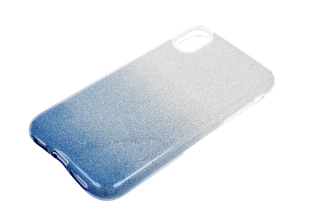 Etui Glitter IPHONE XS MAX srebrno- niebieskie