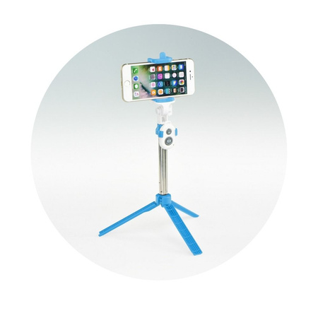 Zestaw / uchwyt selfie z pilotem na bluetooth tripod  niebieski