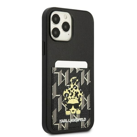 Schutzhülle IPHONE 13 PRO MAX Karl Lagerfeld Hardcase Karlimals Cardslot (KLHCP13XCANCNK) schwarz