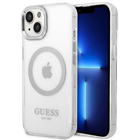 Guess Metal Outline MagSafe - Etui iPhone 14 (przezroczysty)