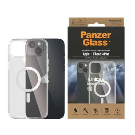 Schutzhülle IPHONE 14 PLUS PanzerGlass HardCase MagSafe Antibacterial Military (0411) Grade Clear transparent