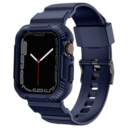 Kingxbar CYF106 2in1 Armored Case for Apple Watch SE, 8, 7, 6, 5, 4, 3, 2, 1 (41, 40, 38 mm) with Strap Blue